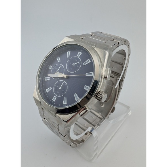 Accutime Watch Men 42mm Case Blue Dial 8.25" Band- New Battery - Picture 3 of 7